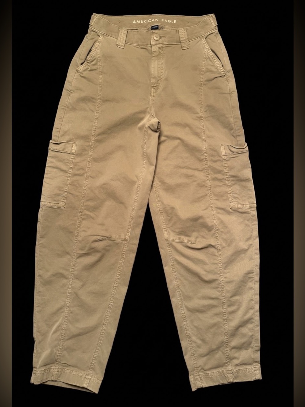American Eagle Barrel Cargo Pants Khaki Tan Sz 000 Regular
